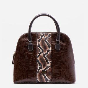 Frances Valentine Leather Crox Snake Satchel